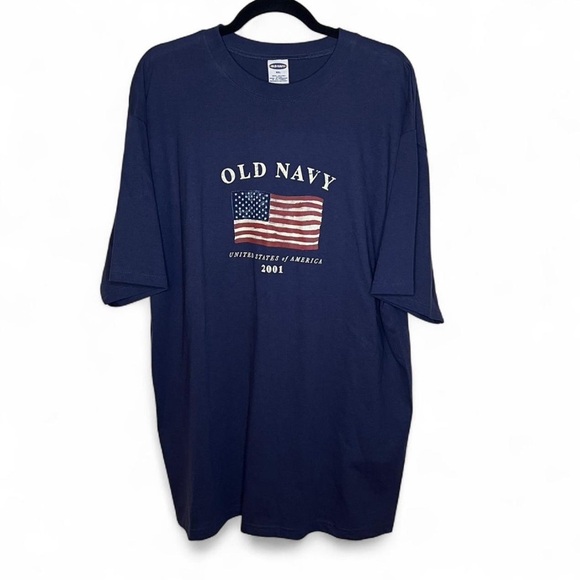 Vintage 2001 Old Navy Flag T-Shirt XXL NWT Deadstock USA Graphic Tee - Picture 1 of 4
